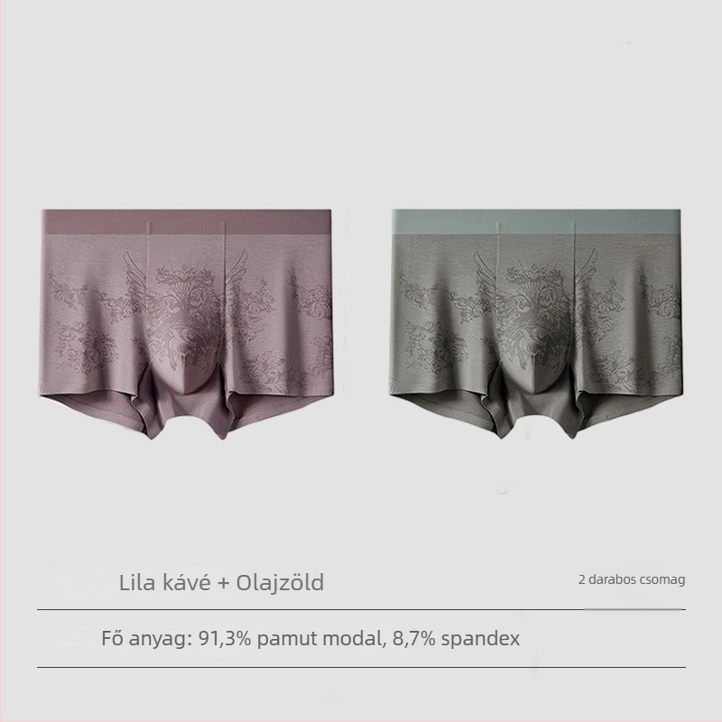 Modal férfi alsónemű, antibakteriális ágyékvédő Mulberry silk belső résszel, varrás nélküli mintázat, kényelmes és légáteresztő, nagy méret