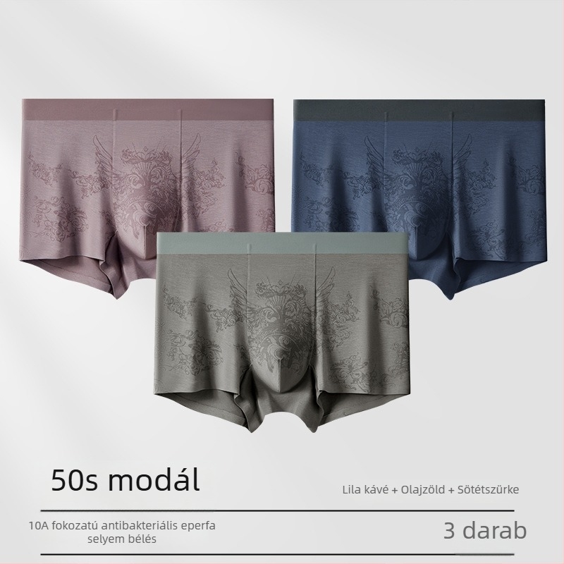 Modal férfi alsónemű, antibakteriális ágyékvédő Mulberry silk belső résszel, varrás nélküli mintázat, kényelmes és légáteresztő, nagy méret