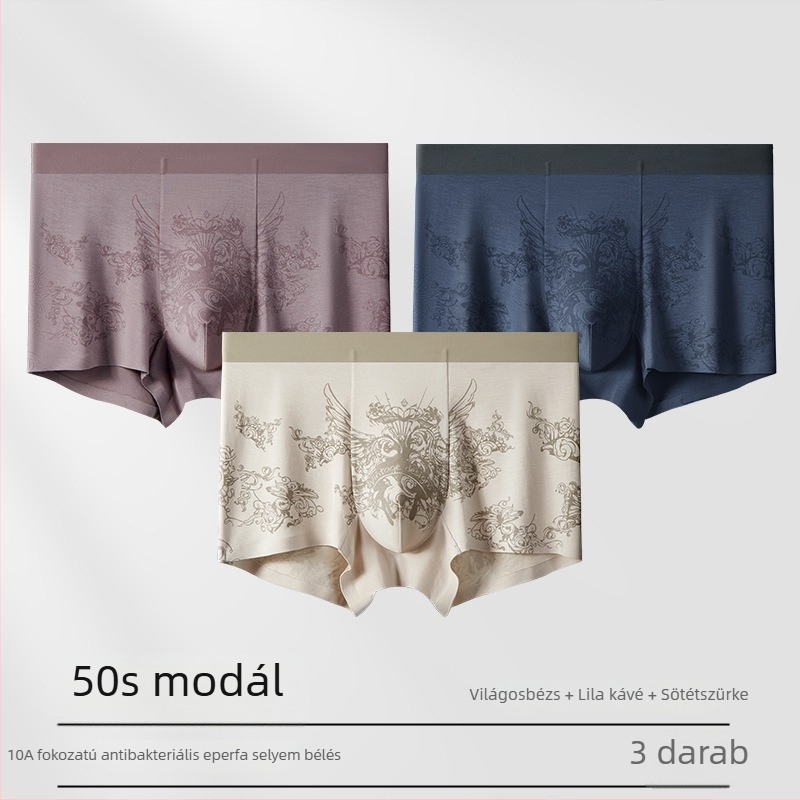 Modal férfi alsónemű, antibakteriális ágyékvédő Mulberry silk belső résszel, varrás nélküli mintázat, kényelmes és légáteresztő, nagy méret