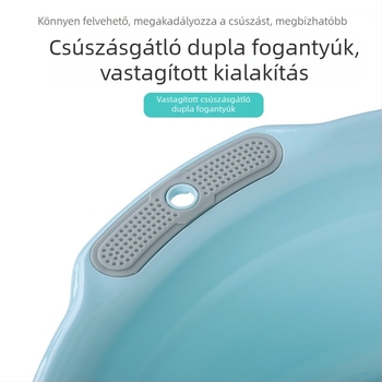 Nagy műanyag mosóedény otthoni használatra, vastagított kialakítással a ruhák, lábak, zöldségek és arc mosásához; alkalmas babáknak, diákoknak és kollégiumoknak.