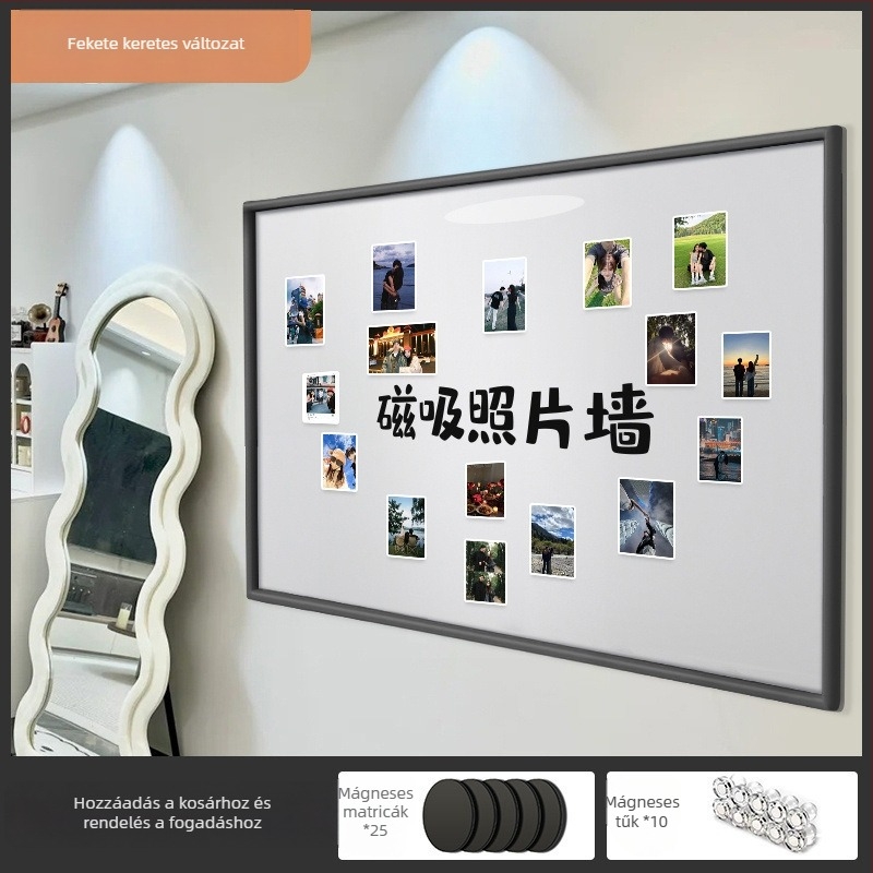 Keret nélküli, kétoldalas üveg mágneses falitábla fényképes falhoz, hűtőmágneses kijelző, krétatábla és fehér tábla dekoráció