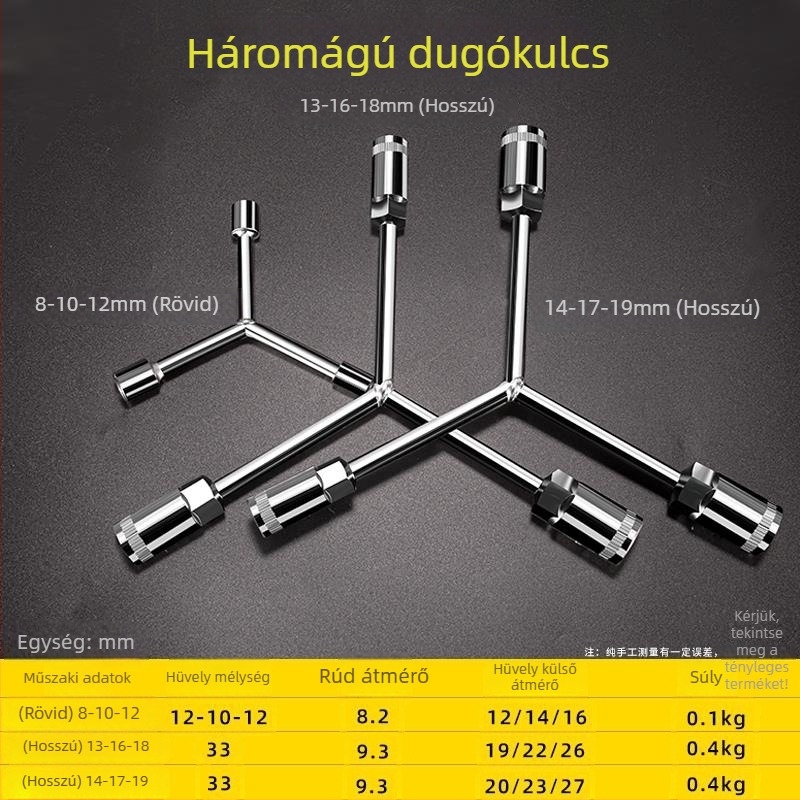 Y alakú külső hatszögletű socket kulcs, egylapos multifunkcionális hordozható eszköz autójavításhoz