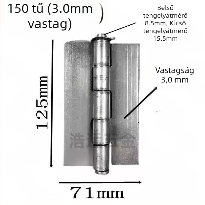 Szerelt vas zsanér csappal és leszerelhető csaplemez, lyuk nélküli síknyitású zsanér