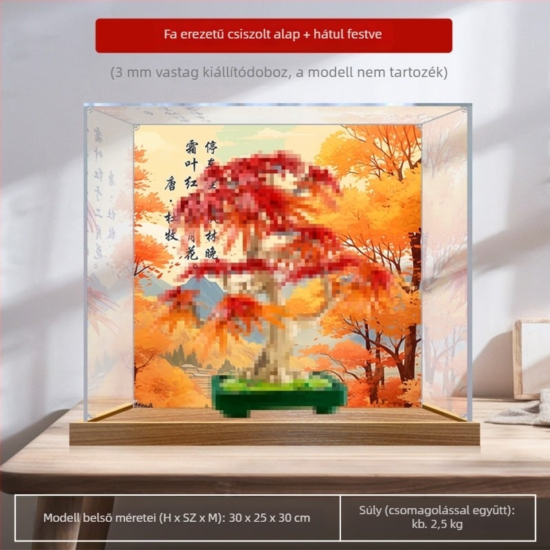Akril kiállító doboz porvédővel a Flower Plant sorozat 10348 – Vörös juhar bonsai összerakható modell