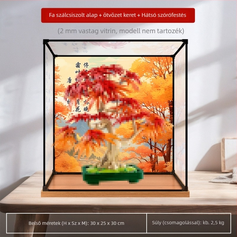 Akril kiállító doboz porvédővel a Flower Plant sorozat 10348 – Vörös juhar bonsai összerakható modell