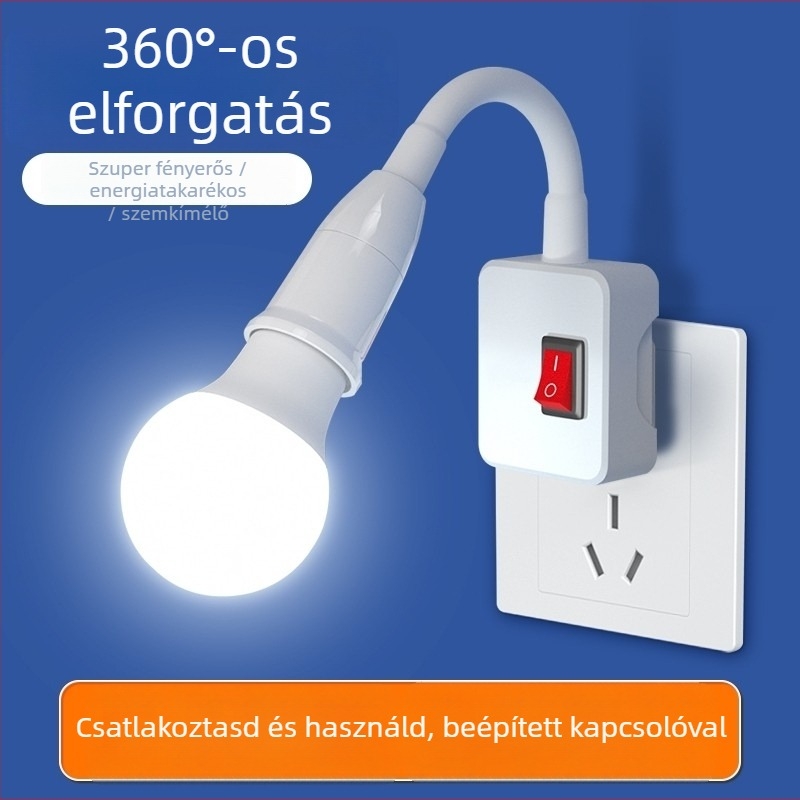 LED lámpa hálószobába – ultra‑fényes világítás, dugaszolható éjjeli lámpa kapcsolóval, ágy melletti falikar