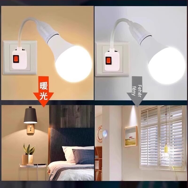 LED lámpa hálószobába – ultra‑fényes világítás, dugaszolható éjjeli lámpa kapcsolóval, ágy melletti falikar
