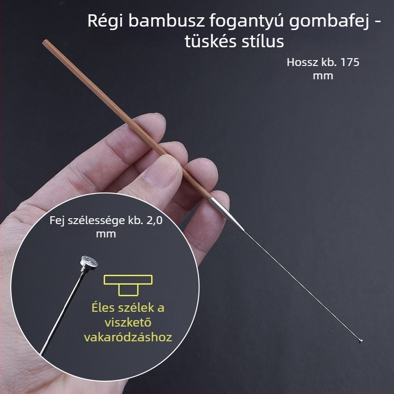 Professionális fültisztító eszközkészlet ultrafin fülkanállal, fülkaparóval, cerumen-horggal és fa nyéllel