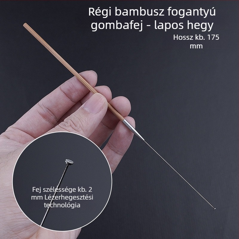 Professionális fültisztító eszközkészlet ultrafin fülkanállal, fülkaparóval, cerumen-horggal és fa nyéllel