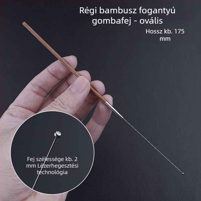 Professionális fültisztító eszközkészlet ultrafin fülkanállal, fülkaparóval, cerumen-horggal és fa nyéllel