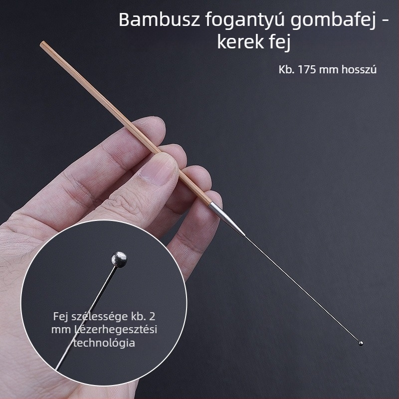 Professionális fültisztító eszközkészlet ultrafin fülkanállal, fülkaparóval, cerumen-horggal és fa nyéllel