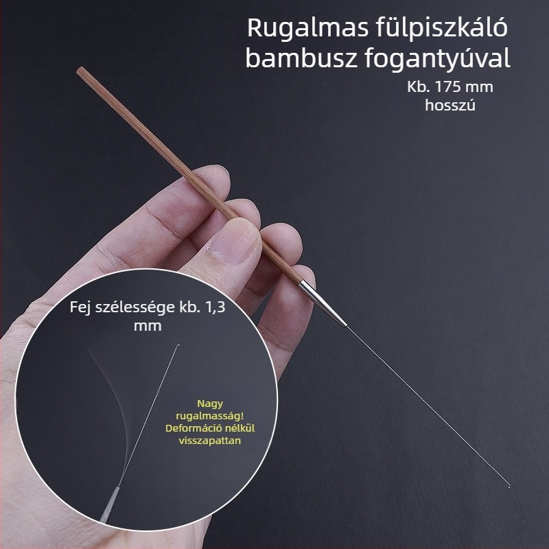 Professionális fültisztító eszközkészlet ultrafin fülkanállal, fülkaparóval, cerumen-horggal és fa nyéllel