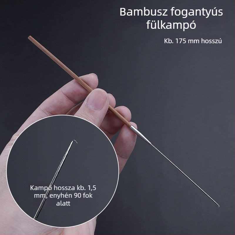 Professionális fültisztító eszközkészlet ultrafin fülkanállal, fülkaparóval, cerumen-horggal és fa nyéllel