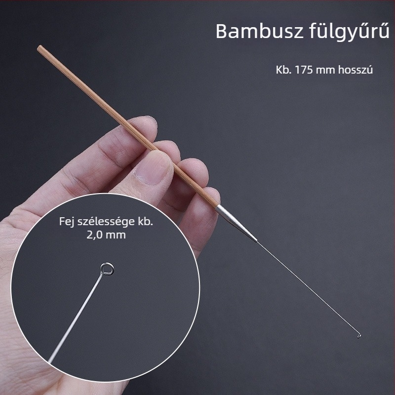 Professionális fültisztító eszközkészlet ultrafin fülkanállal, fülkaparóval, cerumen-horggal és fa nyéllel