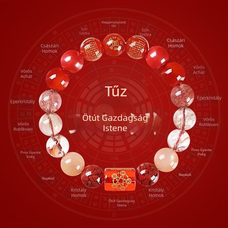 Uniszex zöld természetes kristály karkötő a fa elem egyensúlyáért