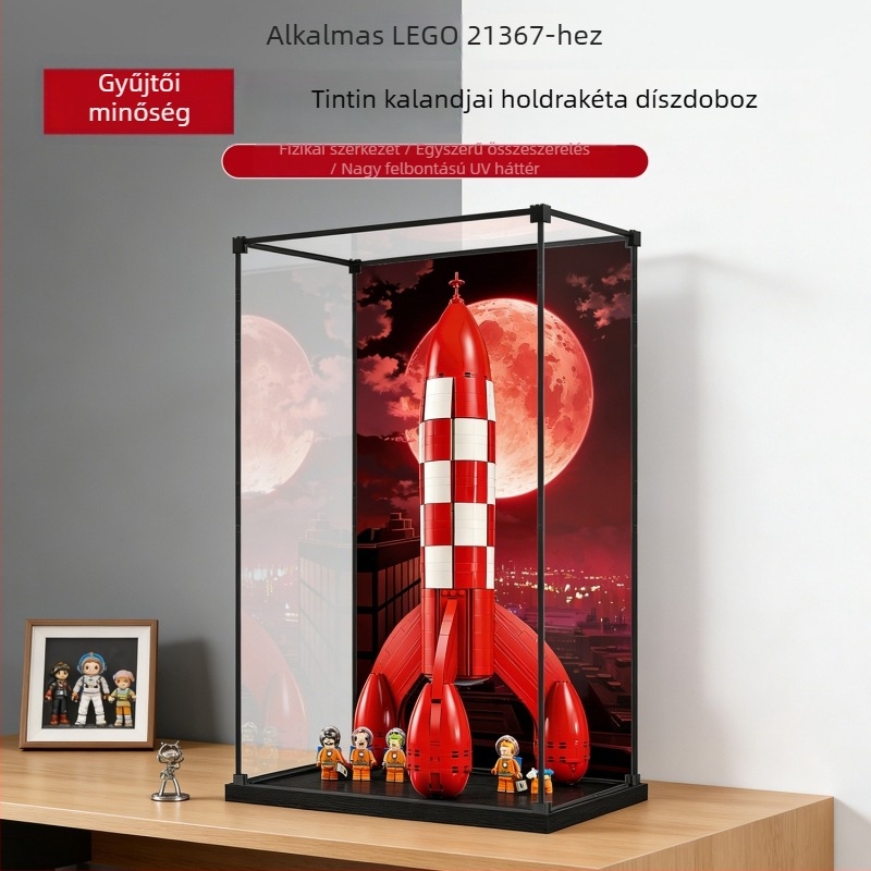 Porszívómentes akril kiállító doboz 21367 Tintin kalandjai: Holdrakéta