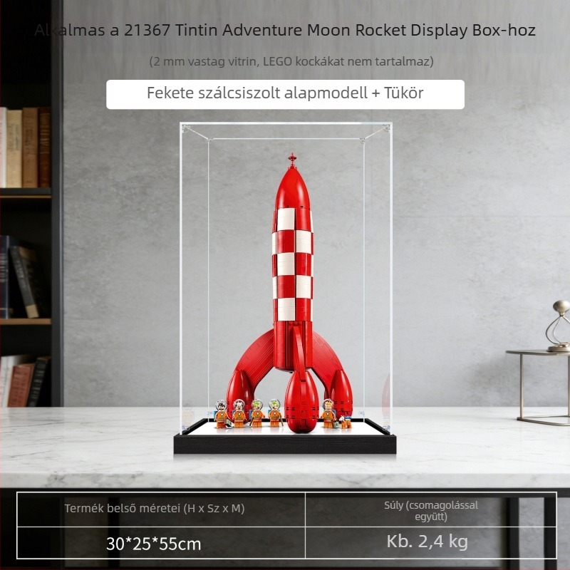 Porszívómentes akril kiállító doboz 21367 Tintin kalandjai: Holdrakéta