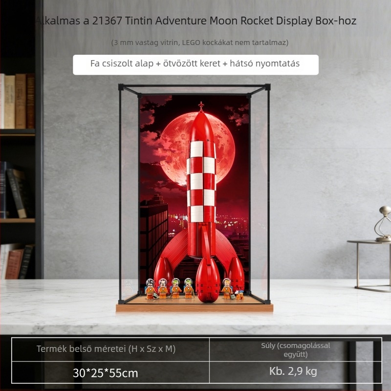 Porszívómentes akril kiállító doboz 21367 Tintin kalandjai: Holdrakéta