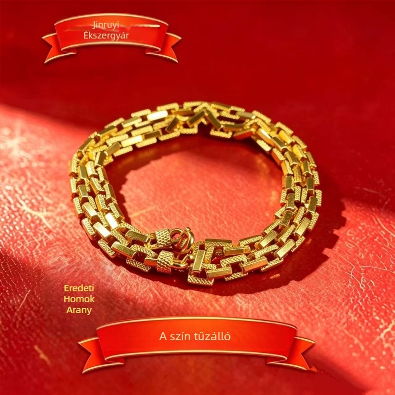 Férfi geometri nyaklánc arany tónusú Alluvial Gold, keel lánccal, tüzeléses felület, uniszex, 61–70 cm