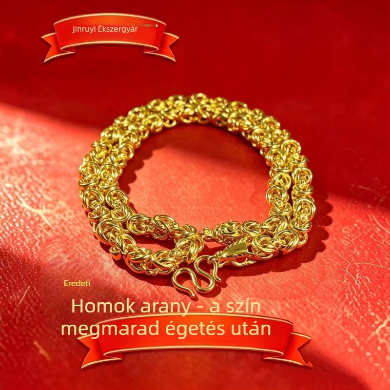Férfi geometri nyaklánc arany tónusú Alluvial Gold, keel lánccal, tüzeléses felület, uniszex, 61–70 cm