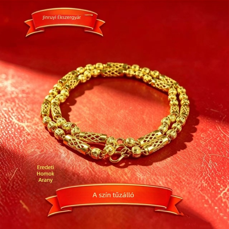 Férfi geometri nyaklánc arany tónusú Alluvial Gold, keel lánccal, tüzeléses felület, uniszex, 61–70 cm