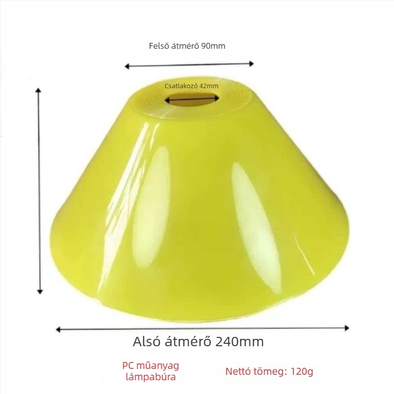 Akril lámpabúra, konikus, kerek, áttetsző burkolat, E27 foglalat, dekoratív állólámpa