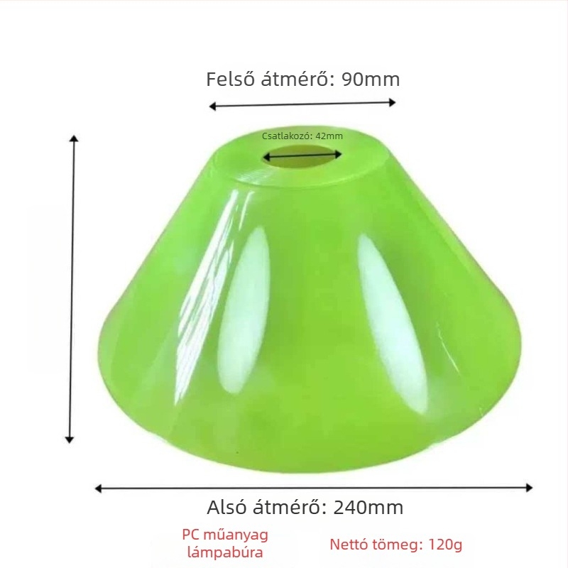 Akril lámpabúra, konikus, kerek, áttetsző burkolat, E27 foglalat, dekoratív állólámpa