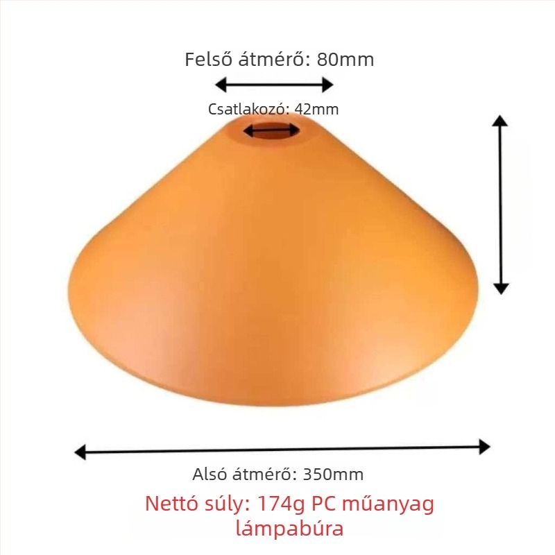 Akril lámpabúra, konikus, kerek, áttetsző burkolat, E27 foglalat, dekoratív állólámpa