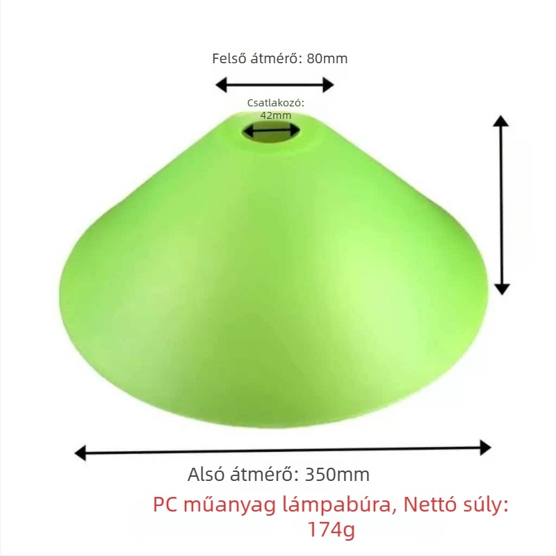 Akril lámpabúra, konikus, kerek, áttetsző burkolat, E27 foglalat, dekoratív állólámpa