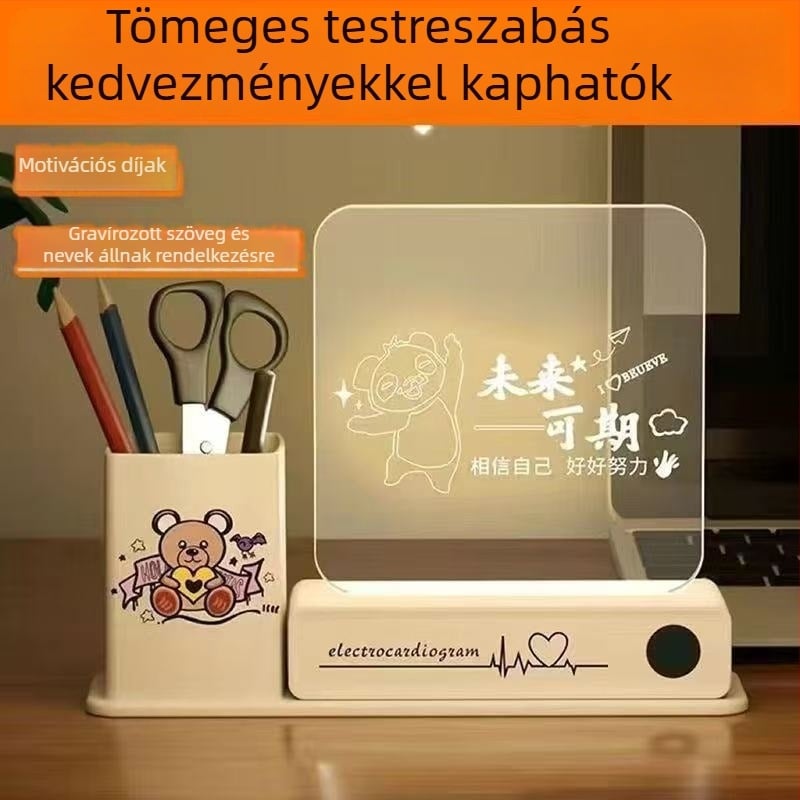 3D kreatív tolltartó asztali lámpa, foszforeszkáló sötétben – ajándék a Tanárnapra, diplomára és születésnapra