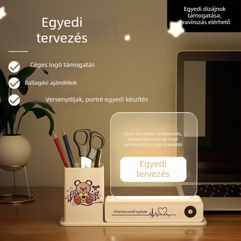 3D kreatív tolltartó asztali lámpa, foszforeszkáló sötétben – ajándék a Tanárnapra, diplomára és születésnapra