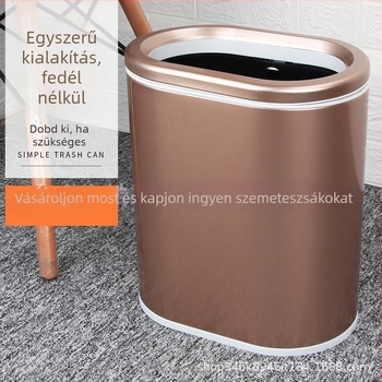 Haoguan rozsdamentes acélból készült, fedél nélküli, ovális alakú 6 L kapacitású, minimalist design, konyha, fürdőszoba és hálószoba