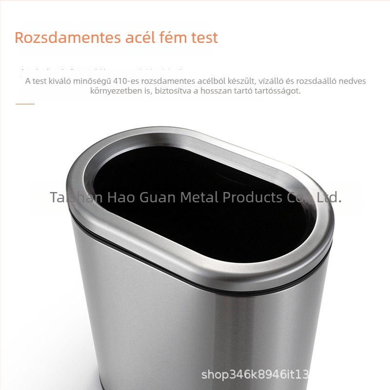 Haoguan rozsdamentes acélból készült, fedél nélküli, ovális alakú 6 L kapacitású, minimalist design, konyha, fürdőszoba és hálószoba