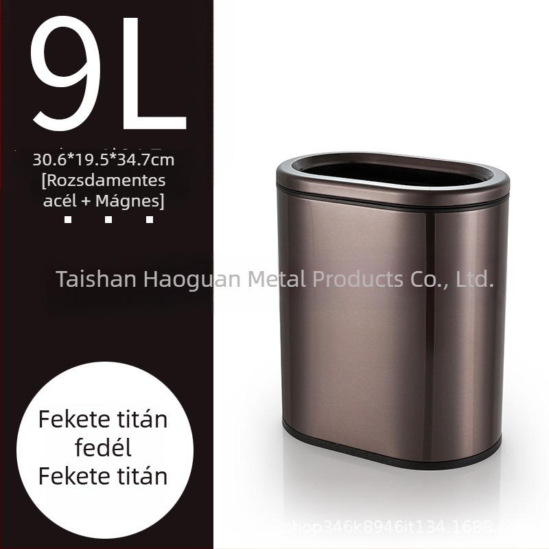 Haoguan rozsdamentes acélból készült, fedél nélküli, ovális alakú 6 L kapacitású, minimalist design, konyha, fürdőszoba és hálószoba