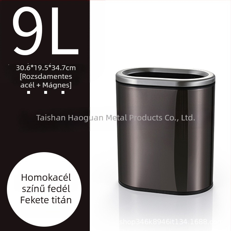 Haoguan rozsdamentes acélból készült, fedél nélküli, ovális alakú 6 L kapacitású, minimalist design, konyha, fürdőszoba és hálószoba