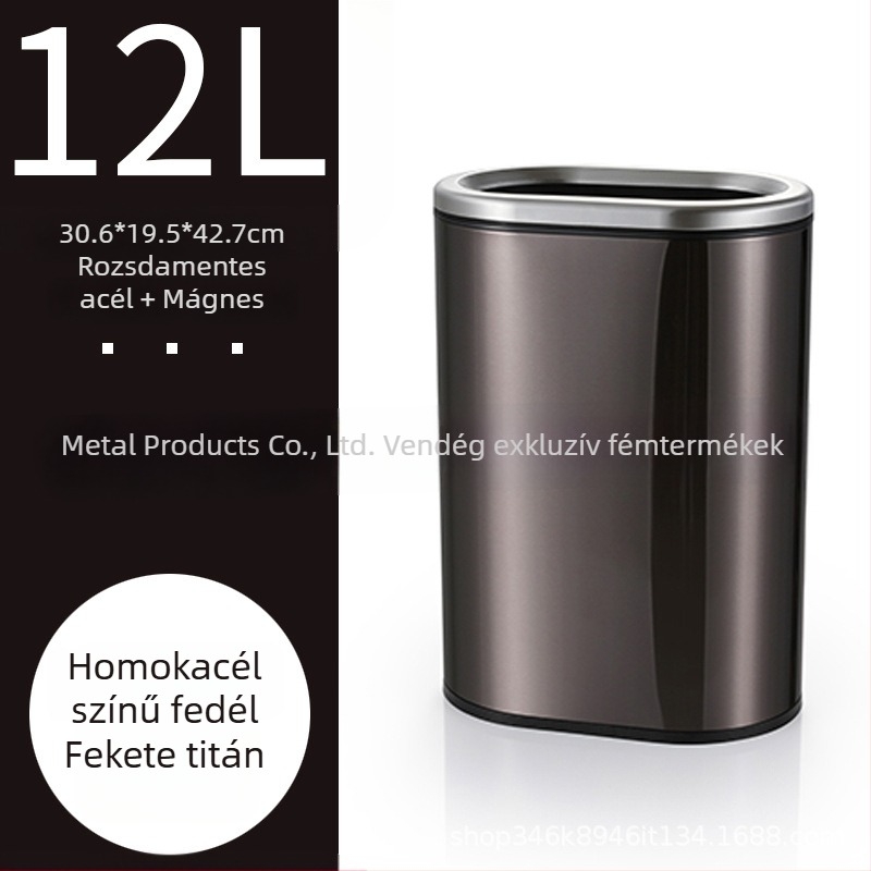 Haoguan rozsdamentes acélból készült, fedél nélküli, ovális alakú 6 L kapacitású, minimalist design, konyha, fürdőszoba és hálószoba