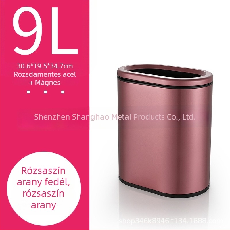 Haoguan rozsdamentes acélból készült, fedél nélküli, ovális alakú 6 L kapacitású, minimalist design, konyha, fürdőszoba és hálószoba