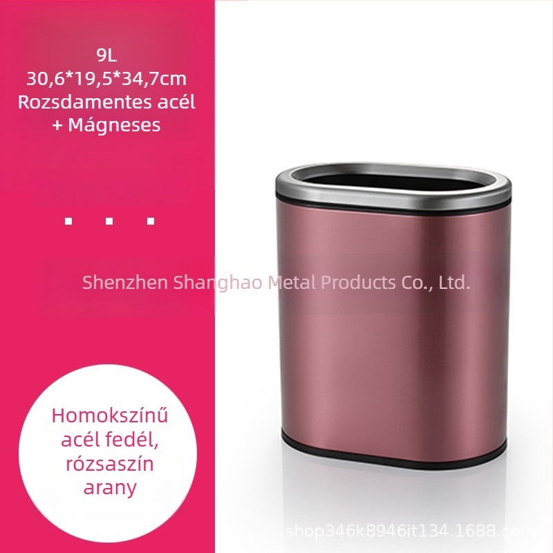 Haoguan rozsdamentes acélból készült, fedél nélküli, ovális alakú 6 L kapacitású, minimalist design, konyha, fürdőszoba és hálószoba