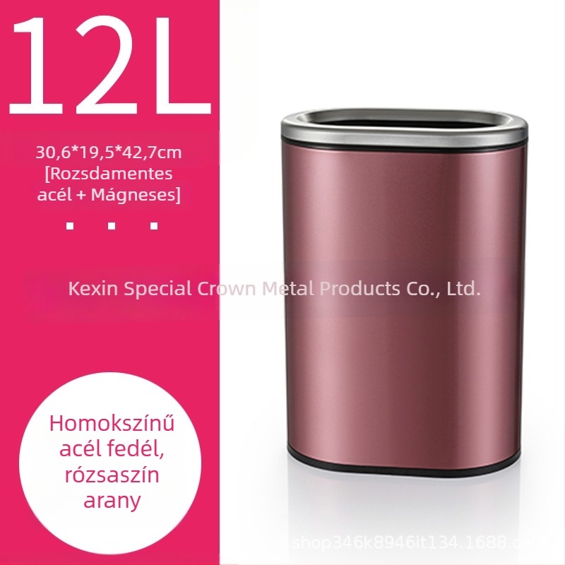 Haoguan rozsdamentes acélból készült, fedél nélküli, ovális alakú 6 L kapacitású, minimalist design, konyha, fürdőszoba és hálószoba