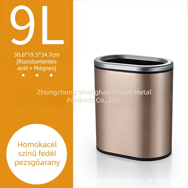 Haoguan rozsdamentes acélból készült, fedél nélküli, ovális alakú 6 L kapacitású, minimalist design, konyha, fürdőszoba és hálószoba