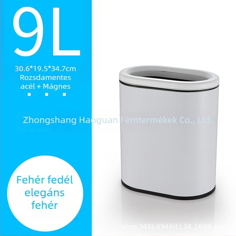 Haoguan rozsdamentes acélból készült, fedél nélküli, ovális alakú 6 L kapacitású, minimalist design, konyha, fürdőszoba és hálószoba