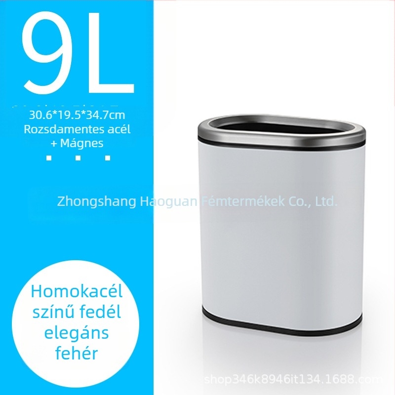 Haoguan rozsdamentes acélból készült, fedél nélküli, ovális alakú 6 L kapacitású, minimalist design, konyha, fürdőszoba és hálószoba