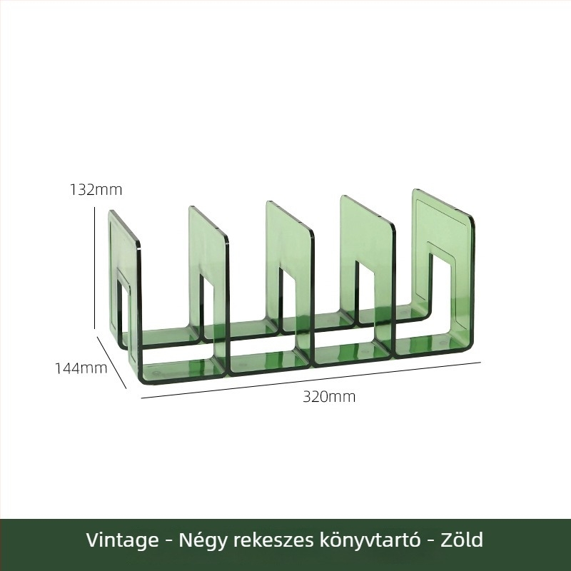 Átlátszó retro színű asztali polc és könyvespolc irodai használatra, prémium, kompakt polc diákoknak