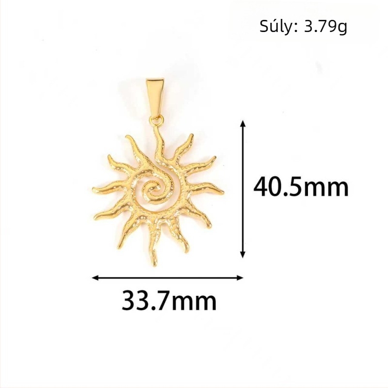 Rozsdamentes acél medál nap, hold, csillag és nyolcszögletű csillag geometrias mintával, 24K aranyozott bevonattal DIY ékszerekhez
