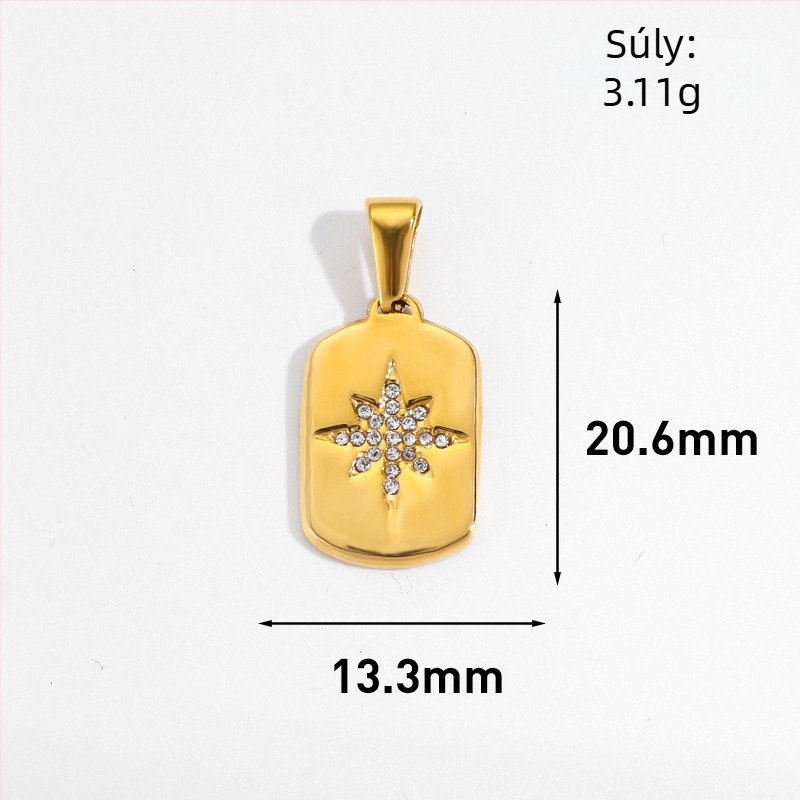 Rozsdamentes acél medál nap, hold, csillag és nyolcszögletű csillag geometrias mintával, 24K aranyozott bevonattal DIY ékszerekhez