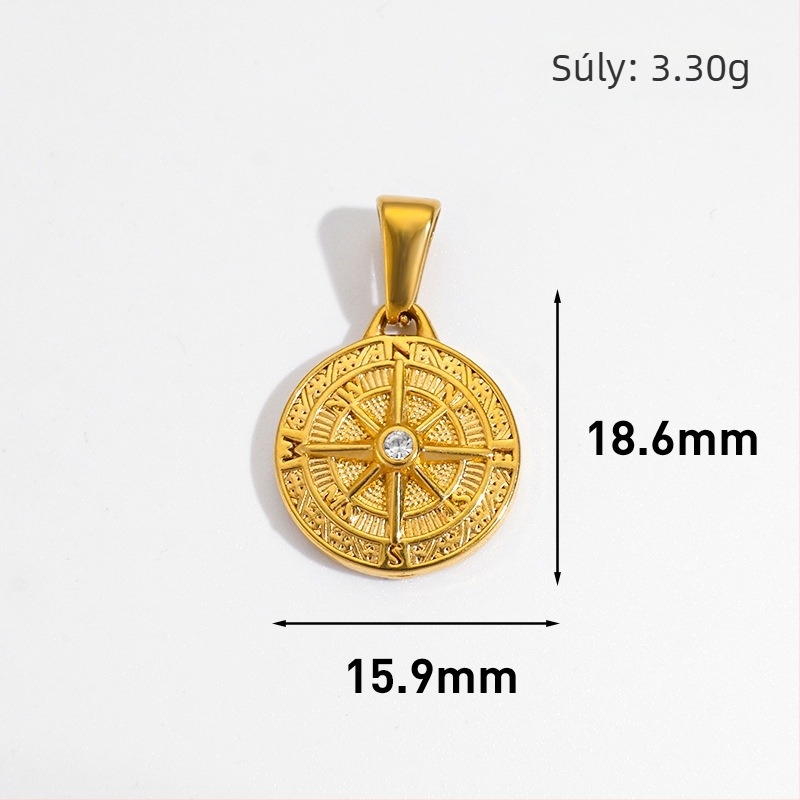 Rozsdamentes acél medál nap, hold, csillag és nyolcszögletű csillag geometrias mintával, 24K aranyozott bevonattal DIY ékszerekhez