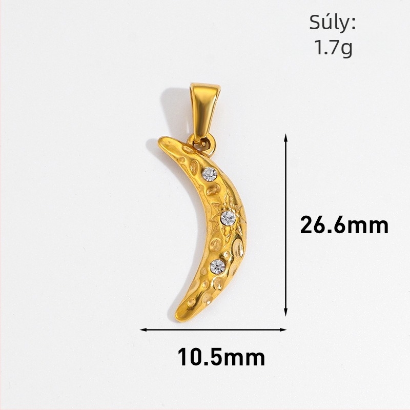 Rozsdamentes acél medál nap, hold, csillag és nyolcszögletű csillag geometrias mintával, 24K aranyozott bevonattal DIY ékszerekhez