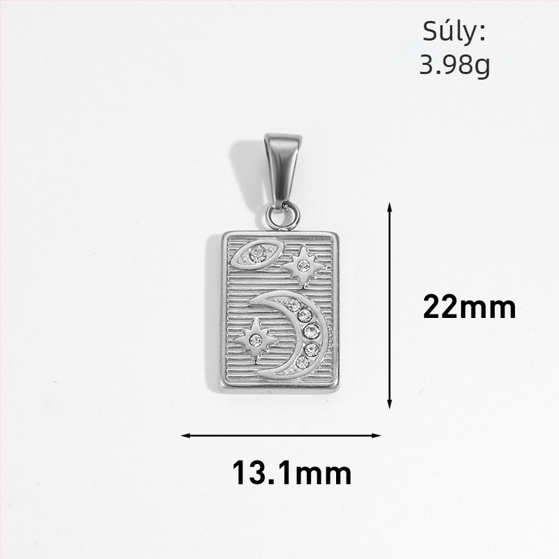 Rozsdamentes acél medál nap, hold, csillag és nyolcszögletű csillag geometrias mintával, 24K aranyozott bevonattal DIY ékszerekhez