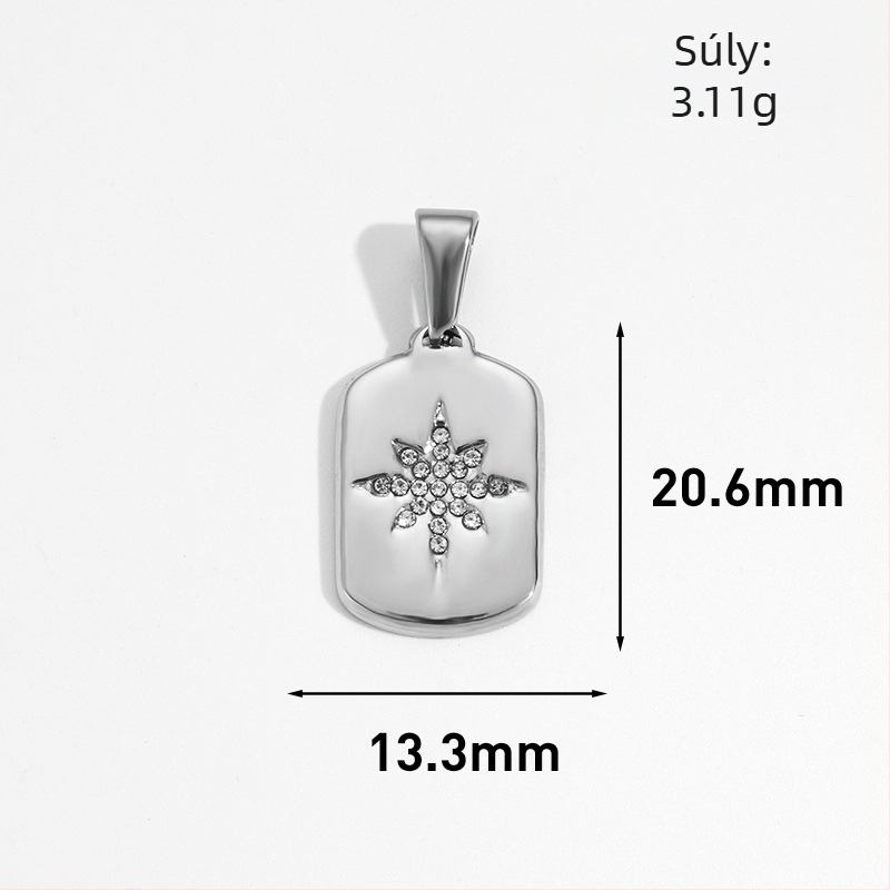 Rozsdamentes acél medál nap, hold, csillag és nyolcszögletű csillag geometrias mintával, 24K aranyozott bevonattal DIY ékszerekhez
