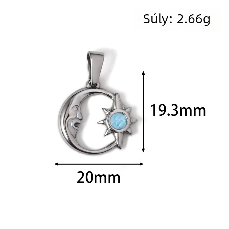 Rozsdamentes acél medál nap, hold, csillag és nyolcszögletű csillag geometrias mintával, 24K aranyozott bevonattal DIY ékszerekhez